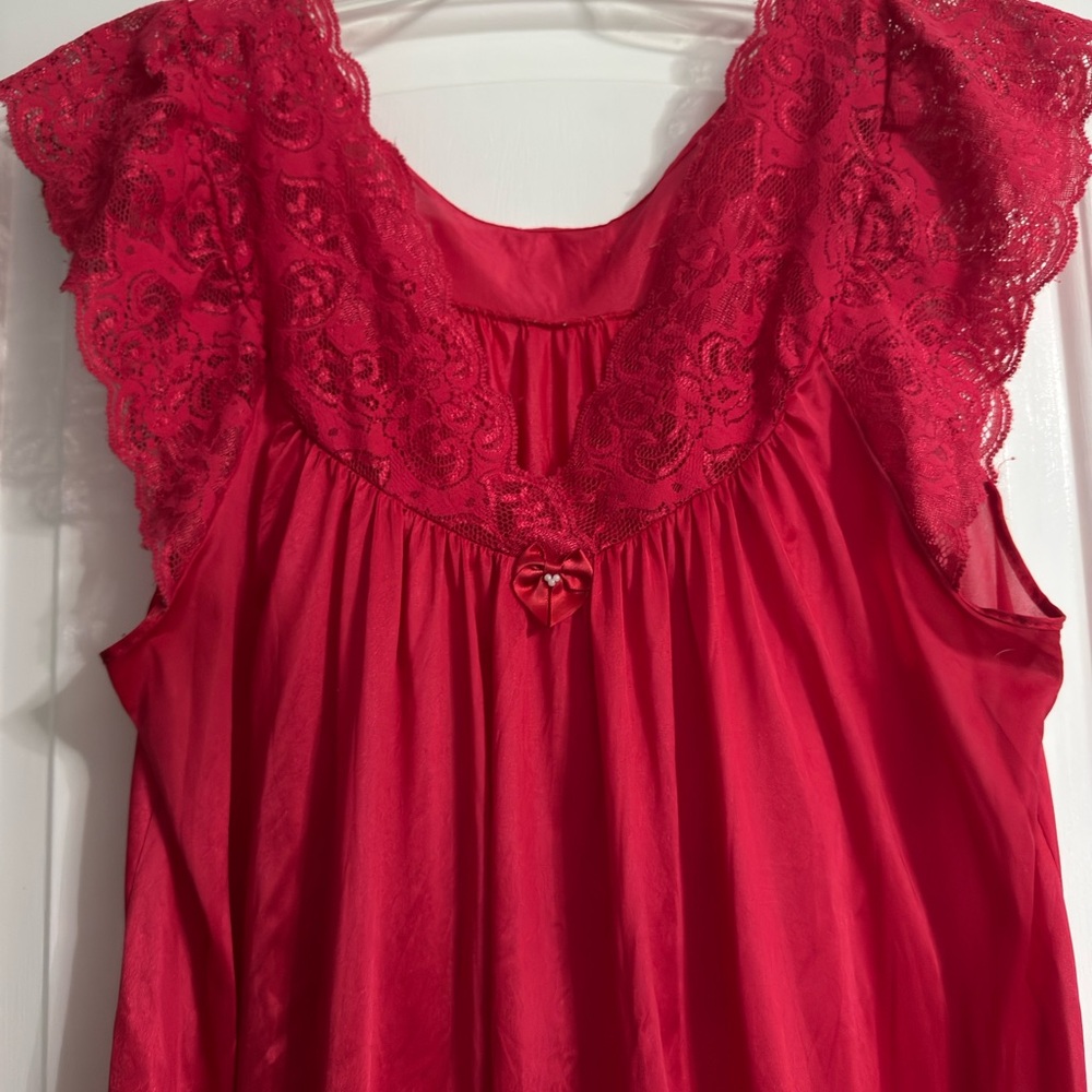Elegant Red Lace Nightgown